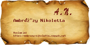 Ambrózy Nikoletta névjegykártya
